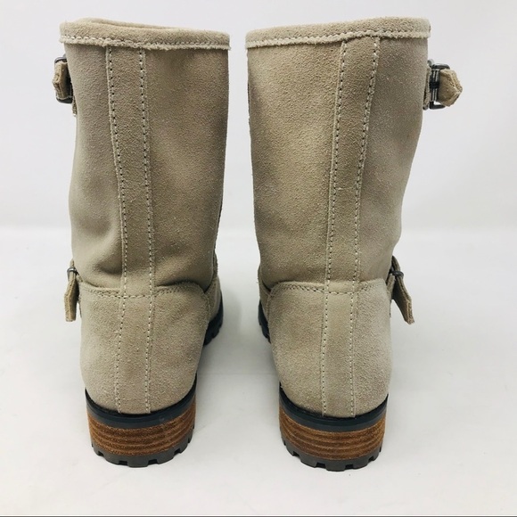H&M Beige Suede Motorcycle Biker Boots - Picture 4 of 8